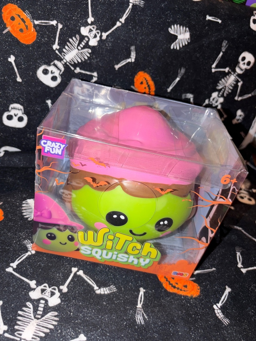 RMS RARE NEW Witch Squishy Toy - Pink & Green